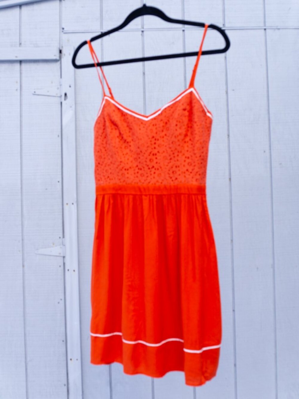 LC Lauren Conrad Red Sweetheart Lace Summer Dress 10 White Trim Contrast